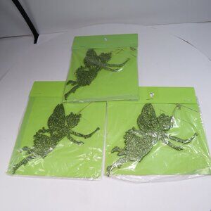 Fairies (3) identical plastic double-sided glittered fairies